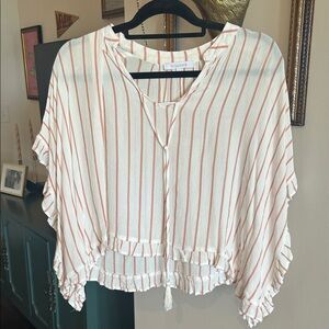 Olivaceous White and Red Striped Blouse